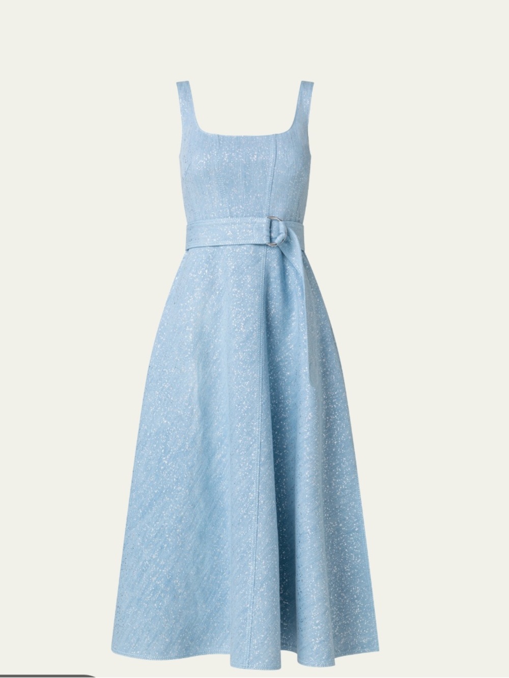 AKRIS PUNTO Denim Corset Midi Dress with Silver Sprinkle Details Size 8